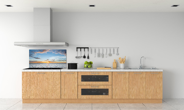 Spatscherm keuken Schemering aan zee