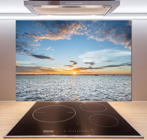 Spatscherm keuken Schemering aan zee