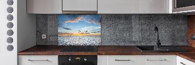 Spatscherm keuken Schemering aan zee