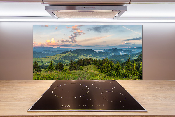 Spatplaat keuken Panorama van het Pieninygebergte