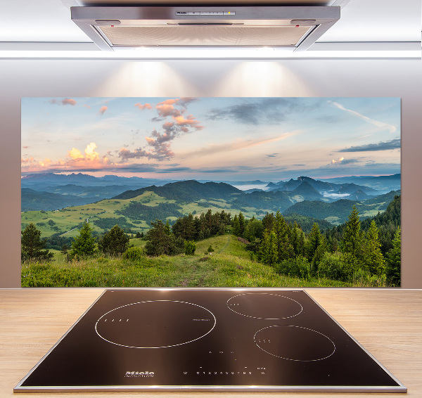 Spatplaat keuken Panorama van het Pieninygebergte