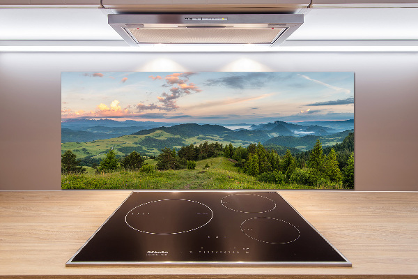 Spatplaat keuken Panorama van het Pieninygebergte