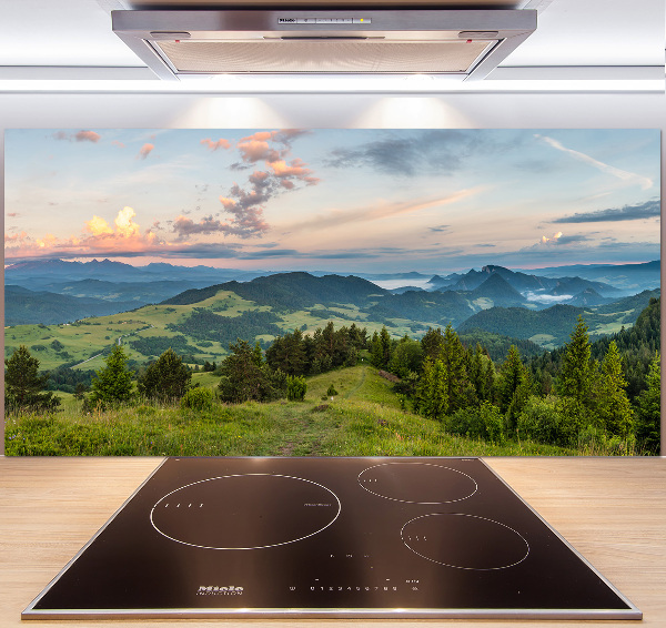 Spatplaat keuken Panorama van het Pieninygebergte