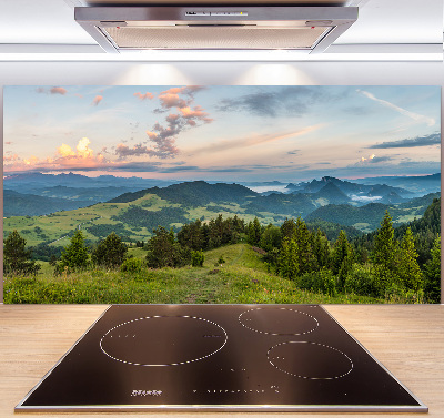 Spatplaat keuken Panorama van het Pieninygebergte