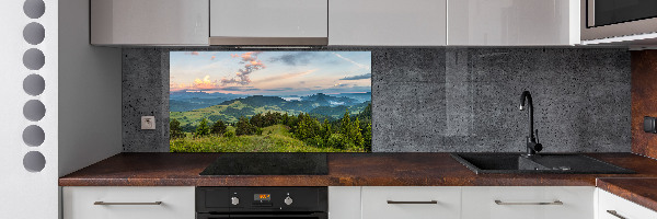 Spatplaat keuken Panorama van het Pieninygebergte