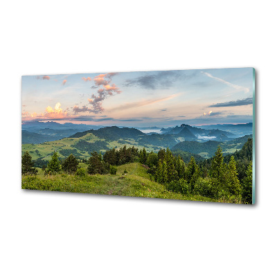 Spatplaat keuken Panorama van het Pieninygebergte