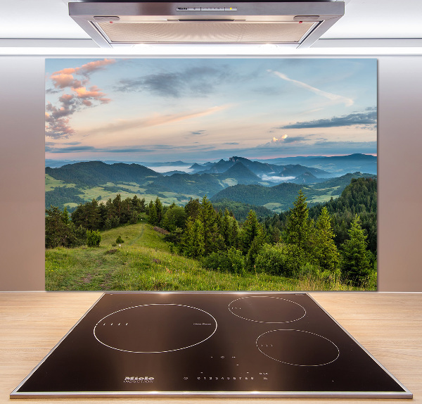 Spatplaat keuken Panorama van het Pieninygebergte