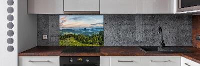 Spatplaat keuken Panorama van het Pieninygebergte