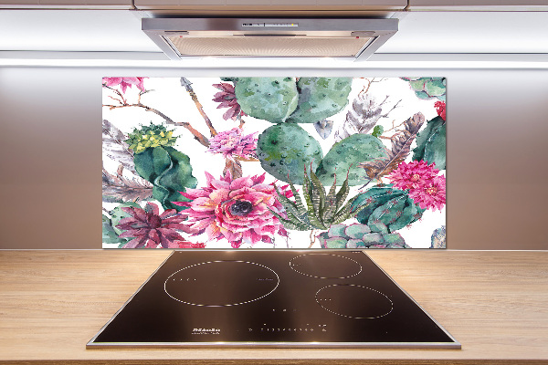 Spatscherm keuken Cactussen