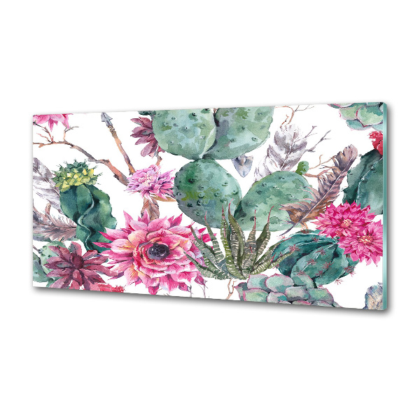 Spatscherm keuken Cactussen