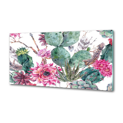 Spatscherm keuken Cactussen