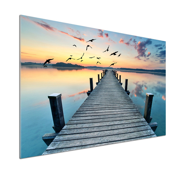 Glazen achterwand keuken Houten steiger