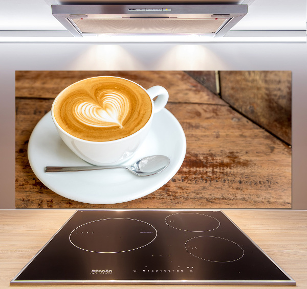 Glazen achterwand keuken Koffie in een kopje