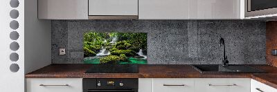 Spatscherm keuken Waterval in het bos