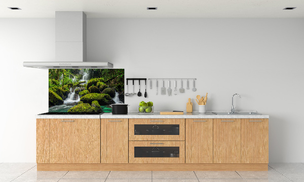 Spatscherm keuken Waterval in het bos