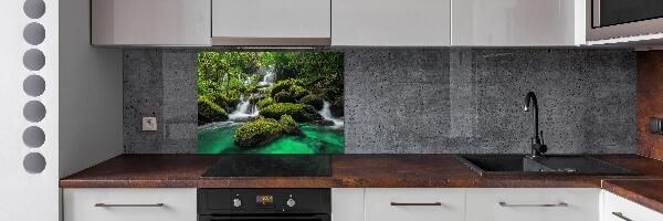 Spatscherm keuken Waterval in het bos