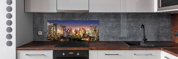 Glazen achterwand keuken Bangkok 's nachts