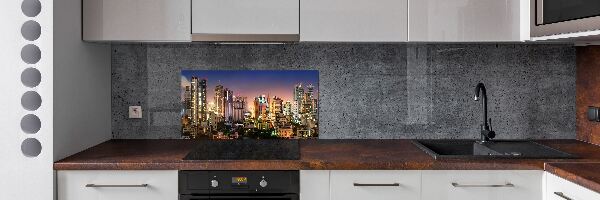 Glazen achterwand keuken Bangkok 's nachts