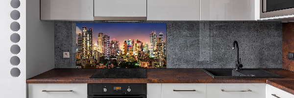 Glazen achterwand keuken Bangkok 's nachts