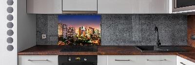 Glazen achterwand keuken Bangkok 's nachts