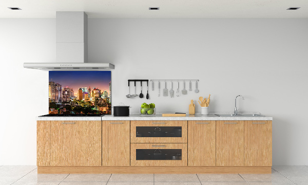 Glazen achterwand keuken Bangkok 's nachts