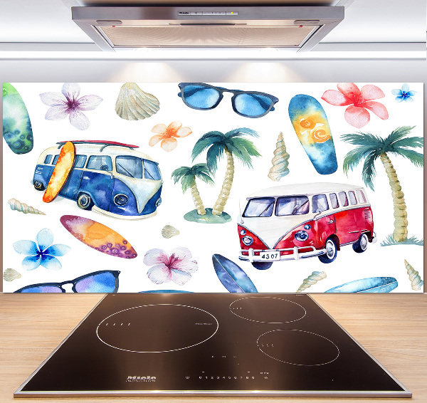 Glazen achterwand keuken Surfsymbolen