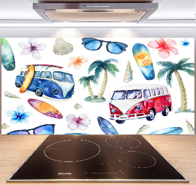 Glazen achterwand keuken Surfsymbolen