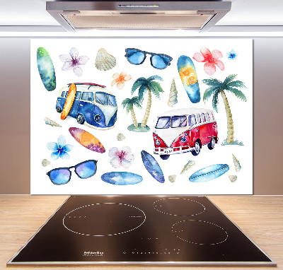 Glazen achterwand keuken Surfsymbolen