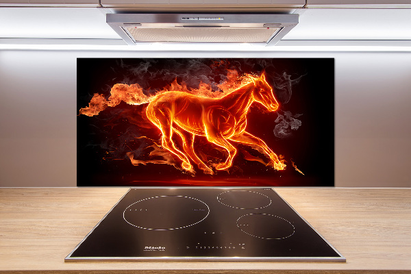 Spatscherm keuken Paard in vlammen