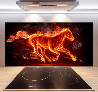 Spatscherm keuken Paard in vlammen