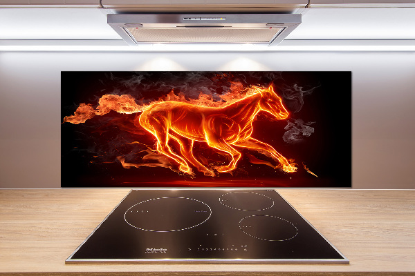 Spatscherm keuken Paard in vlammen