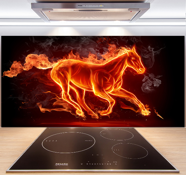 Spatscherm keuken Paard in vlammen