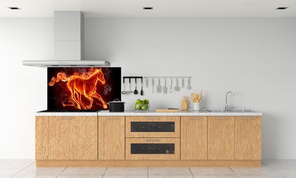 Spatscherm keuken Paard in vlammen