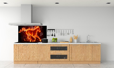 Spatscherm keuken Paard in vlammen