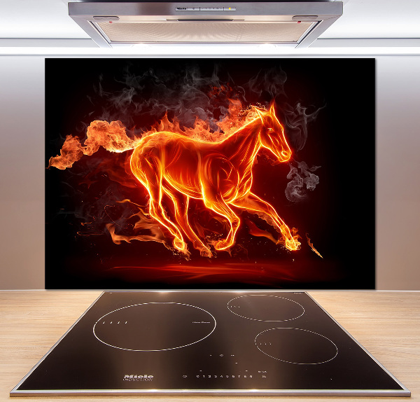 Spatscherm keuken Paard in vlammen