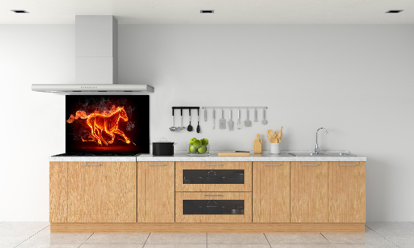 Spatscherm keuken Paard in vlammen