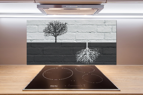 Spatscherm keuken Bomen op de muur