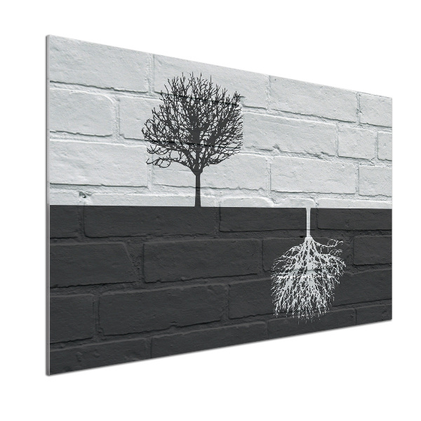 Spatscherm keuken Bomen op de muur