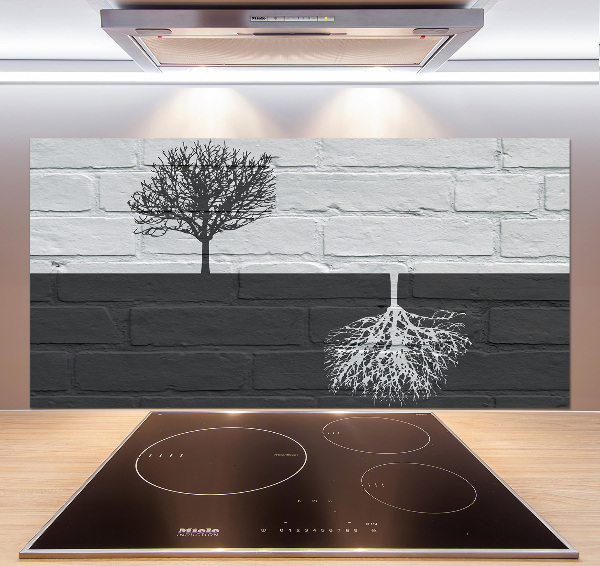 Spatscherm keuken Bomen op de muur