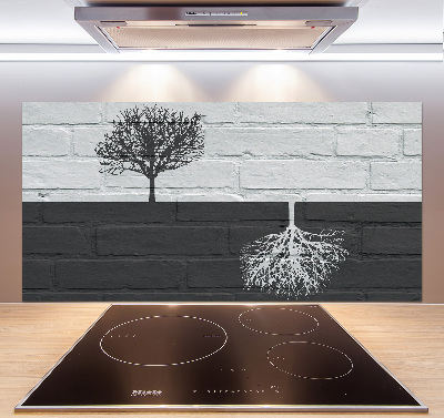 Spatscherm keuken Bomen op de muur