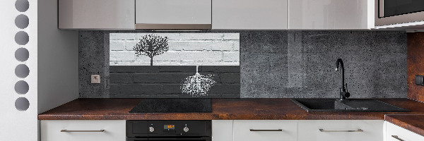 Spatscherm keuken Bomen op de muur