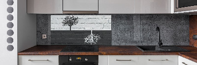Spatscherm keuken Bomen op de muur