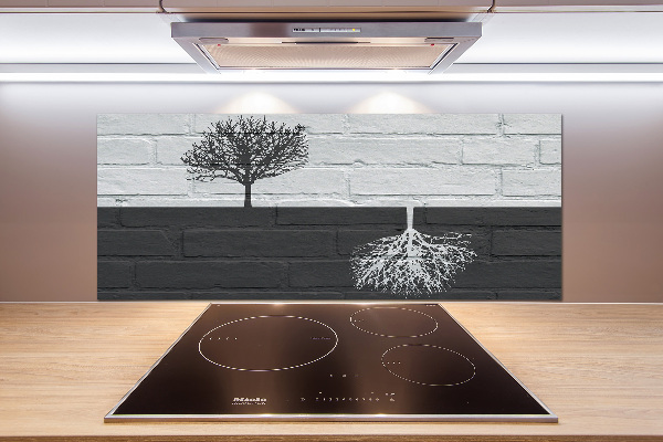 Spatscherm keuken Bomen op de muur