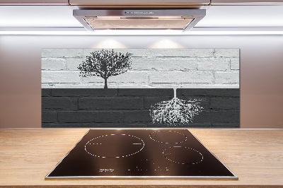Spatscherm keuken Bomen op de muur