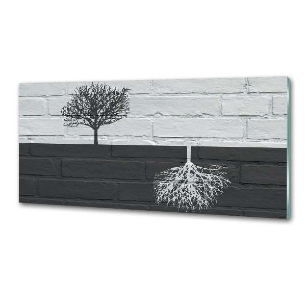 Spatscherm keuken Bomen op de muur