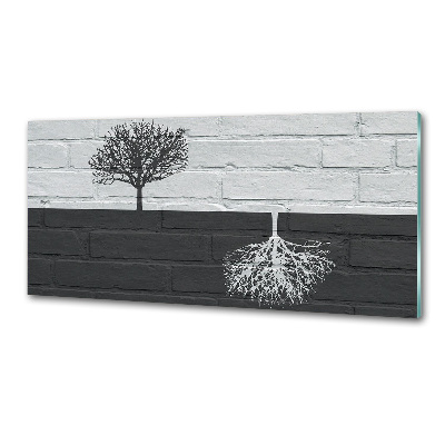 Spatscherm keuken Bomen op de muur