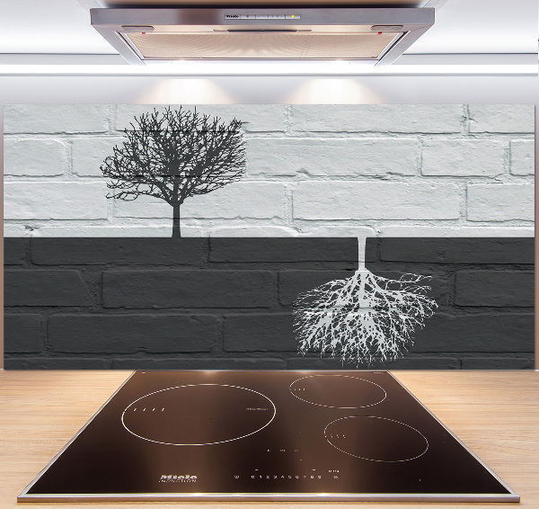Spatscherm keuken Bomen op de muur