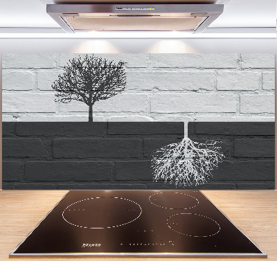 Spatscherm keuken Bomen op de muur