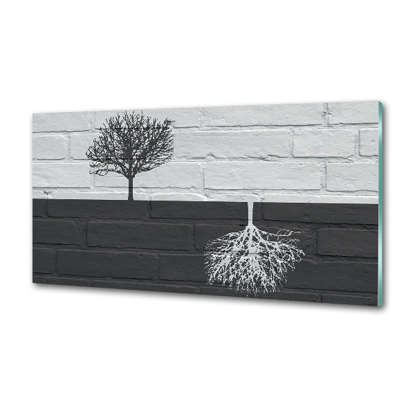 Spatscherm keuken Bomen op de muur