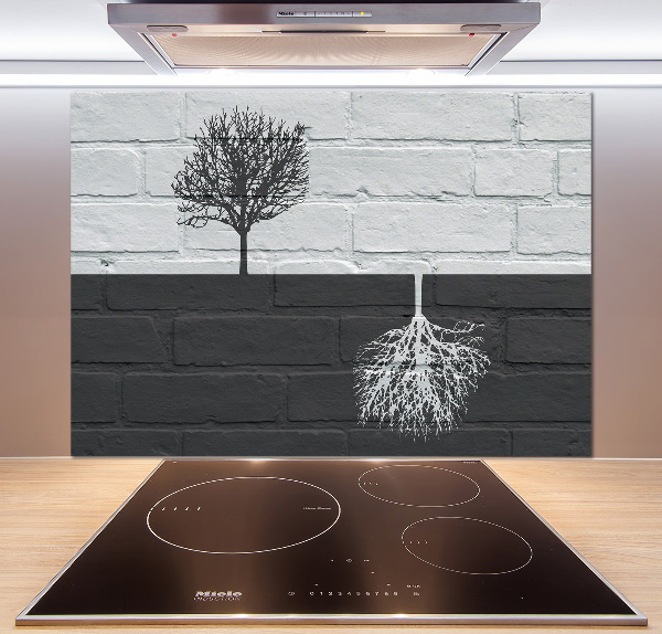 Spatscherm keuken Bomen op de muur